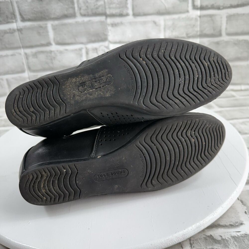 Sole Bound by BareTraps Norah Women's Size 7.5 Black Leather Wedge Comfort Shoe - Picture 9 of 13